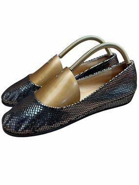 French Sole FS/NY women size 9.5 Zeppa Metallic Low Wedge Ballet Flats